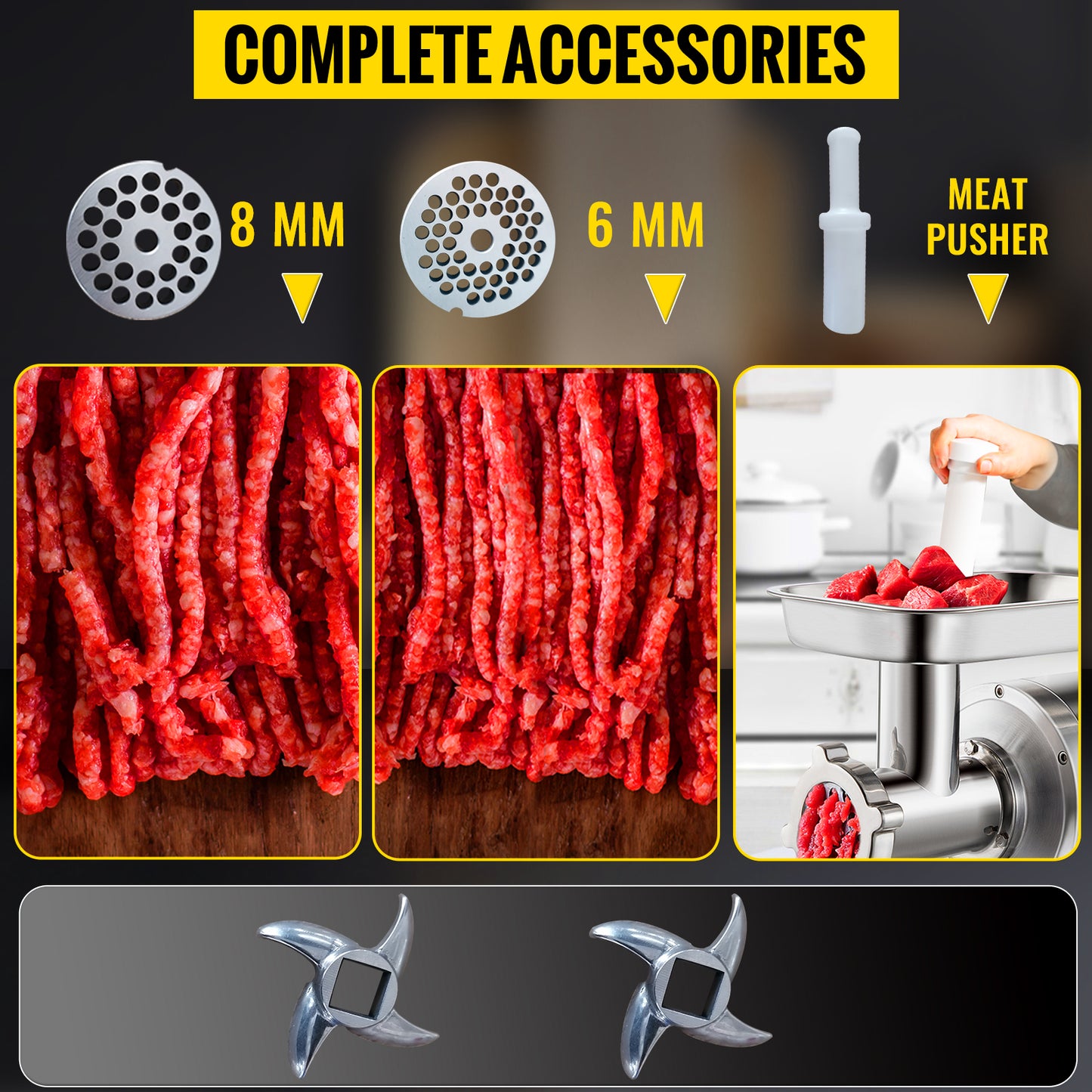 SucceBuy 250Kg/H Electric Meat Mincer Grinder Commercial Kitchen Chopper Food Processor Sausage Maker Machine Home Appliance