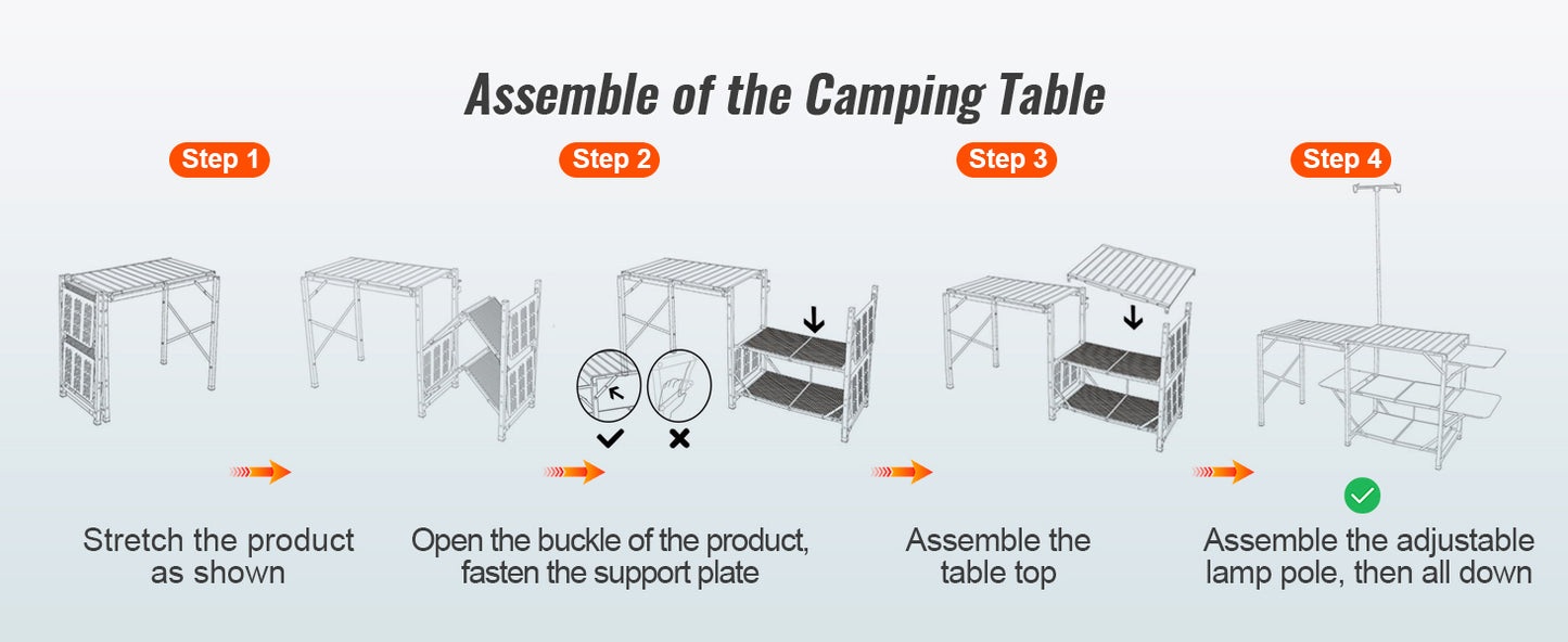 SucceBuy Camping Kitchen Table with Sink Aluminum Folding Portable Outdoor Cook Station, for Picnic BBQ Beach Traveling