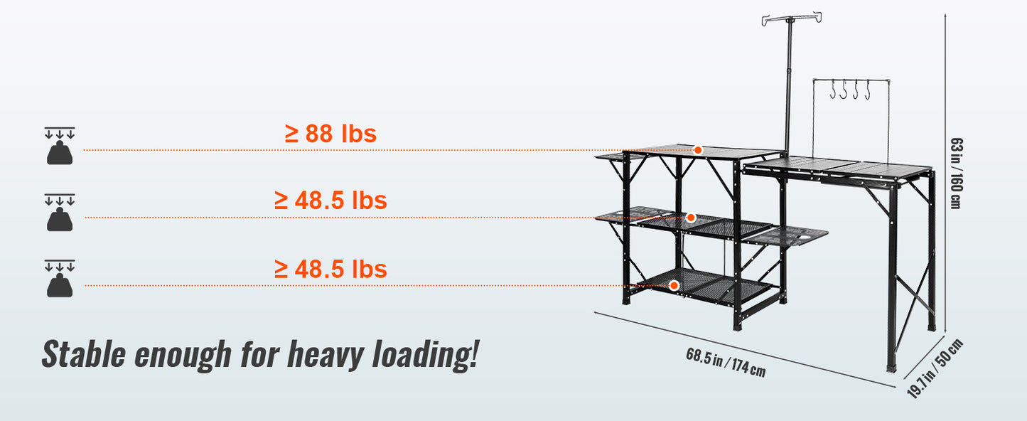SucceBuy Camping Kitchen Table with Sink Aluminum Folding Portable Outdoor Cook Station, for Picnic BBQ Beach Traveling
