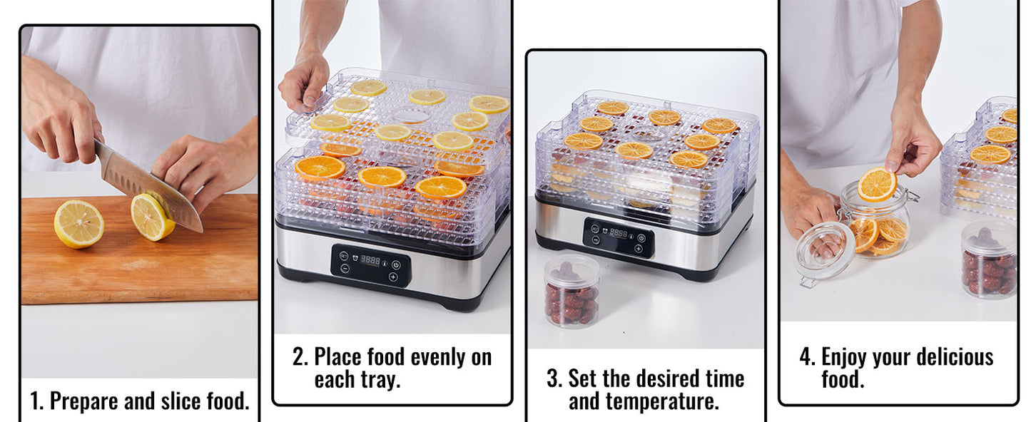 SucceBuy 5 Tray Dehydrator 300W Stainless Steel Timer