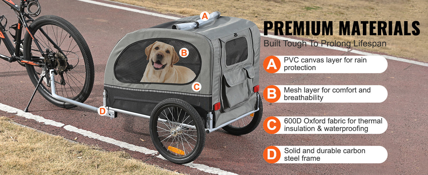 Dog Bike Trailer 88 Lbs Carrier Pet Cart Collapsible Storage