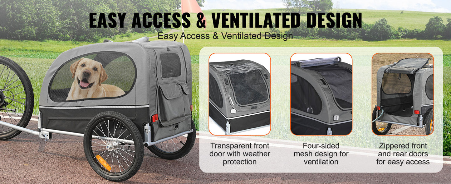 Dog Bike Trailer 88 Lbs Carrier Pet Cart Collapsible Storage