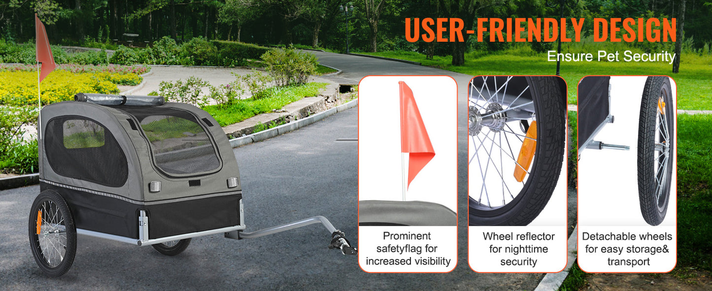 Dog Bike Trailer 88 Lbs Carrier Pet Cart Collapsible Storage