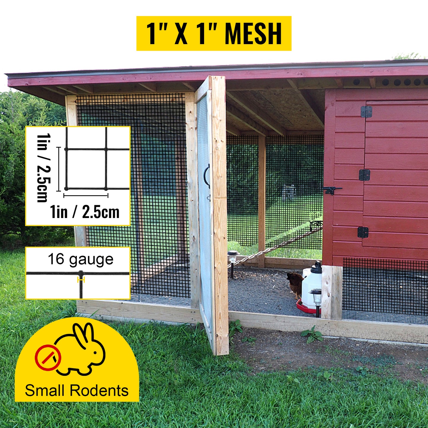 Welded Wire Vinyl Coated Chicken Mesh 1x1 16 Gauge 24x50