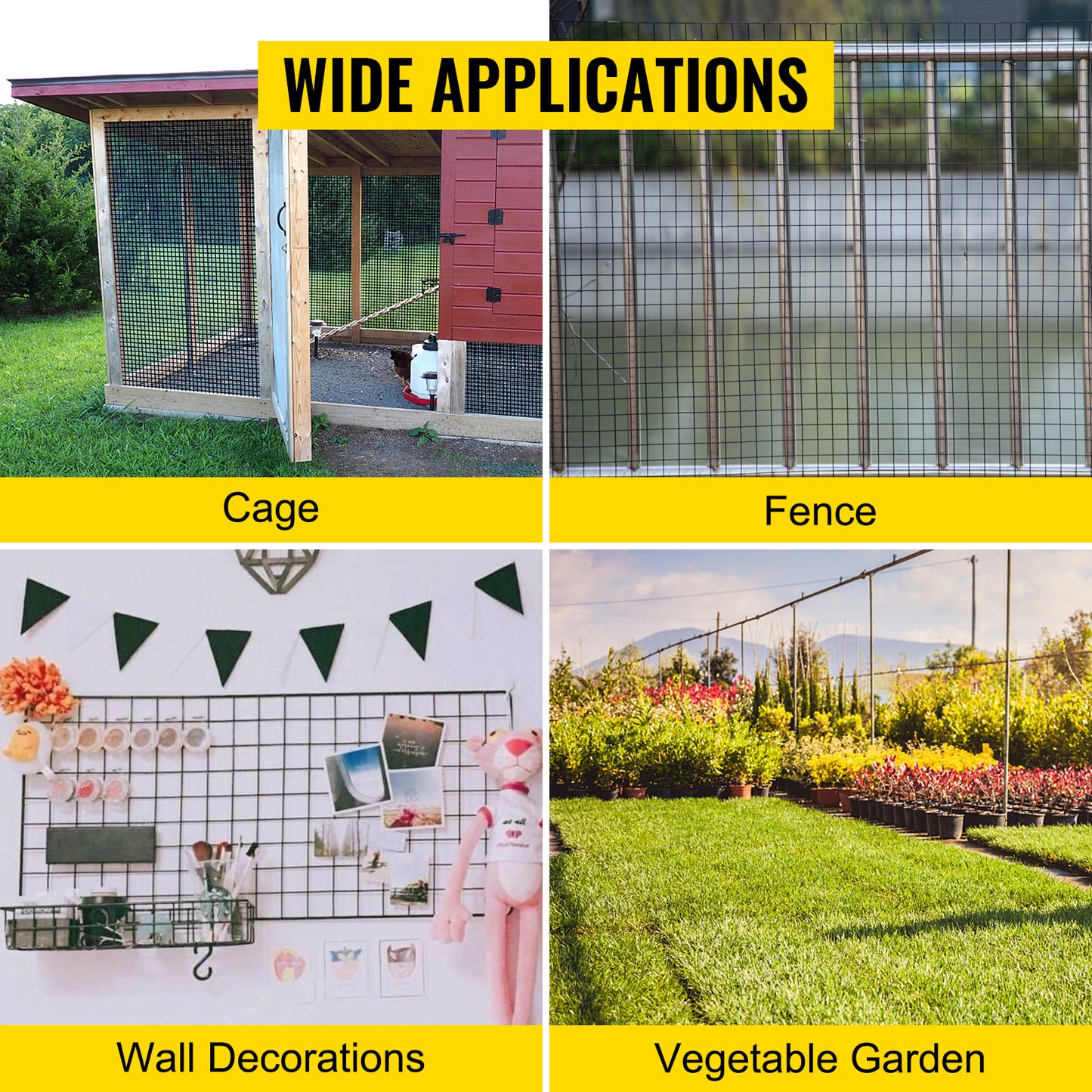 Welded Wire Vinyl Coated Chicken Mesh 1x1 16 Gauge 24x50