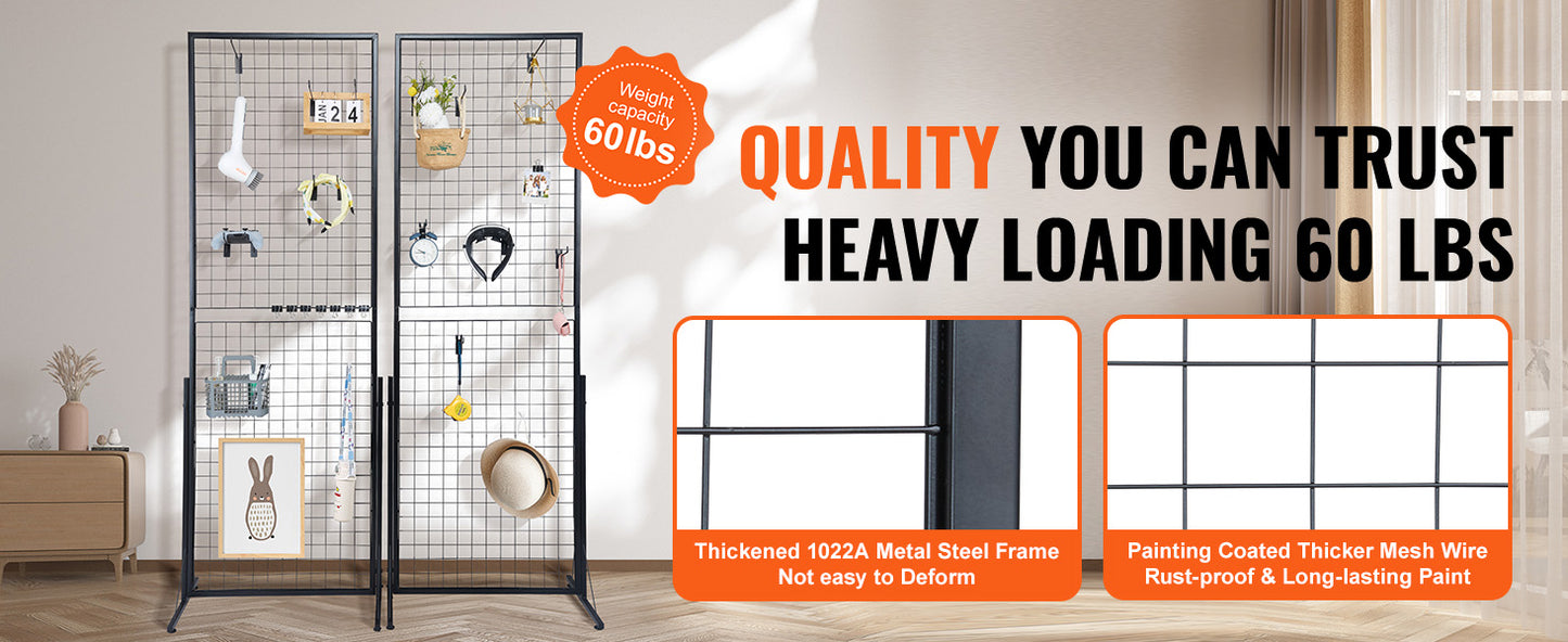 SucceBuy Grid Wall Panels Double Sided Gridwall Racks Hooks