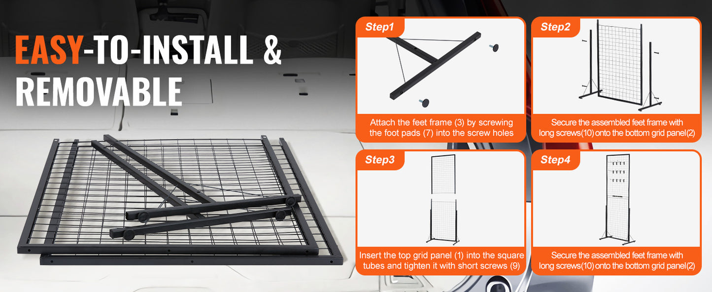 SucceBuy Grid Wall Panels Double Sided Gridwall Racks Hooks