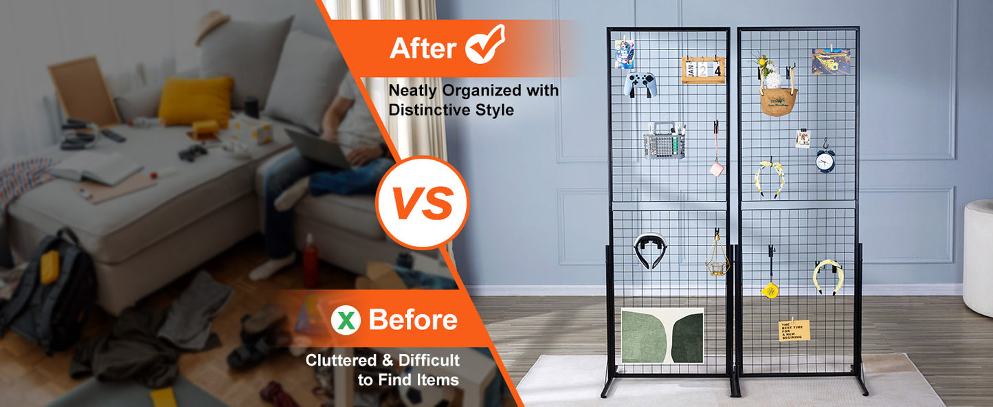 SucceBuy Grid Wall Panels Double Sided Gridwall Racks Hooks