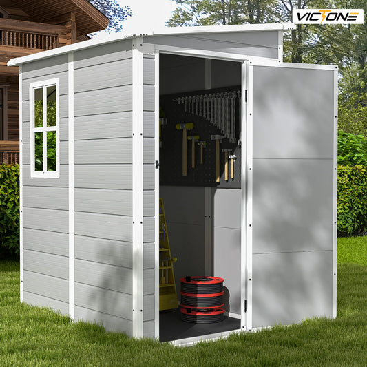 Victone 5x4 Ft Plastic Outdoor Storage Shed With Floor Lockable Window Door