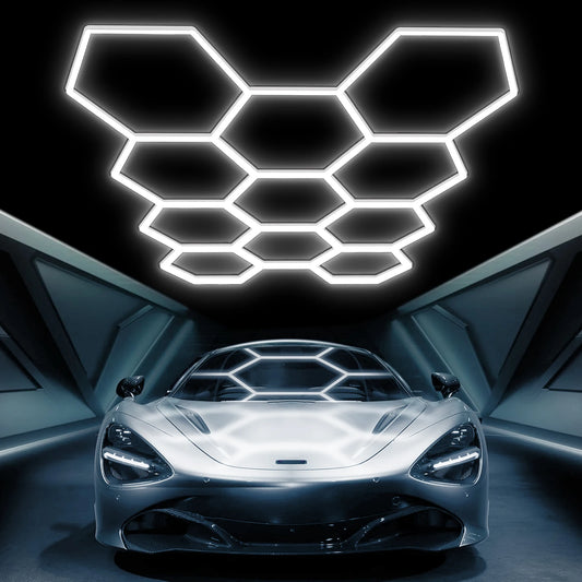 Hexagon LED Garage Lights 14 Hex Grid 6500K Super Bright Ceiling Fixture