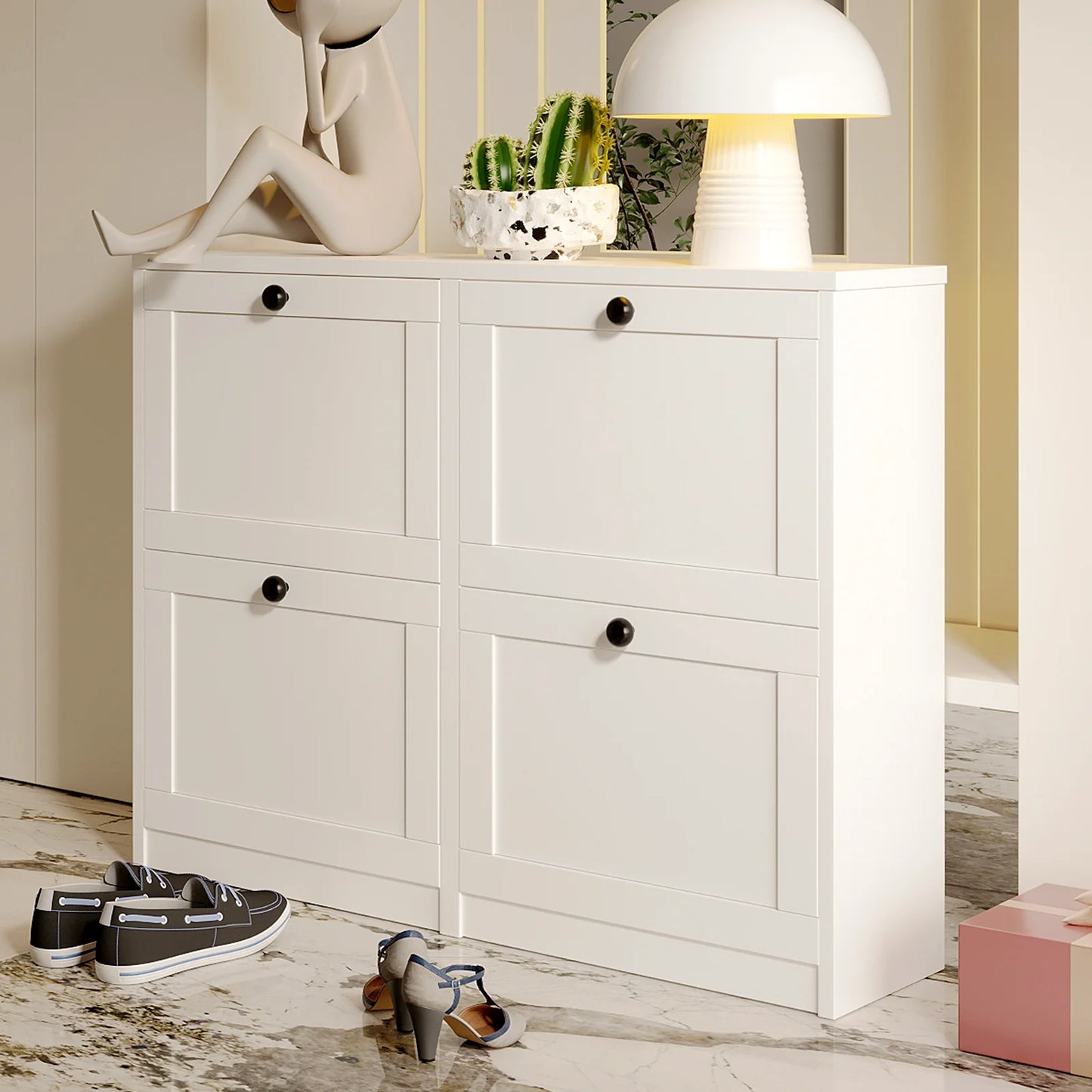 Shoe Cabinet Flip Drawers Freestanding Adjustable Shelf