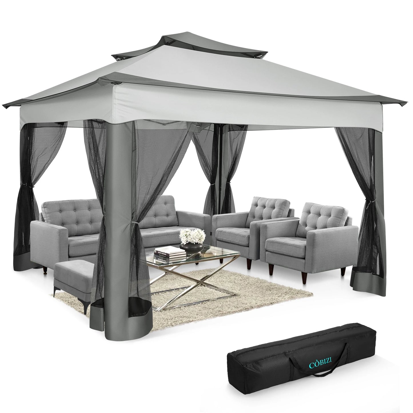 12x12 Pop Up Gazebo With Mosquito Netting Outdoor Carry Bag