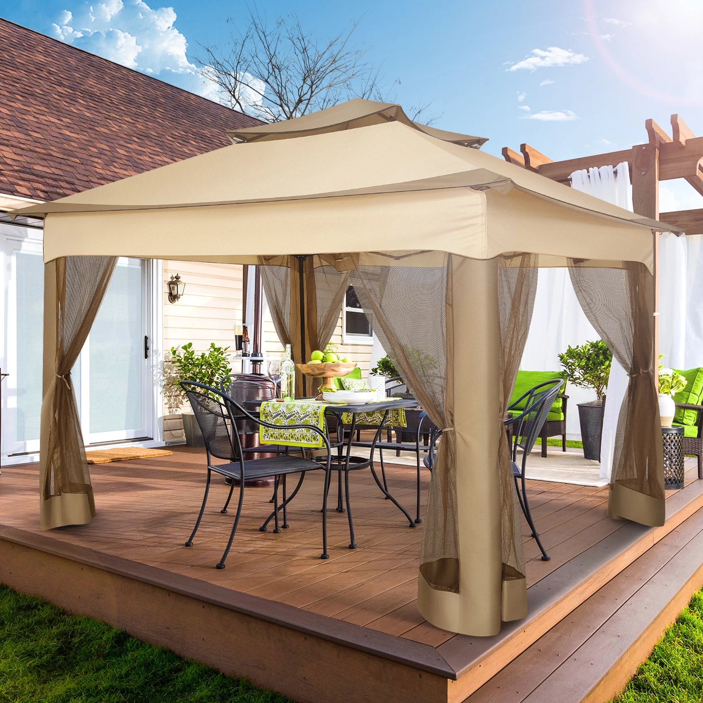 12x12 Pop Up Gazebo With Mosquito Netting Outdoor Carry Bag