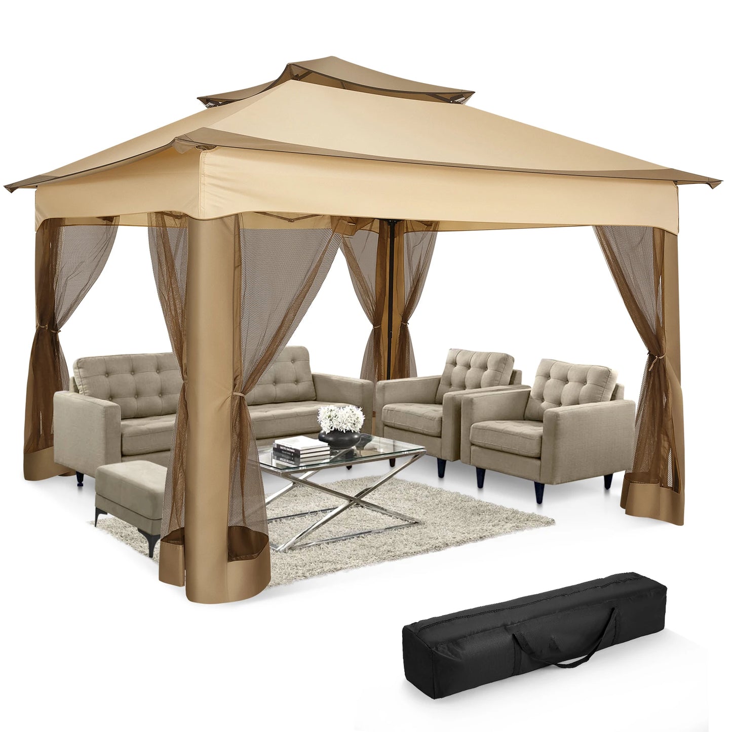 12x12 Pop Up Gazebo With Mosquito Netting Outdoor Carry Bag