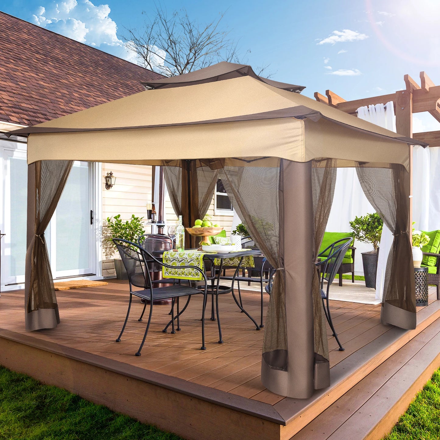 12x12 Pop Up Gazebo With Mosquito Netting Outdoor Carry Bag