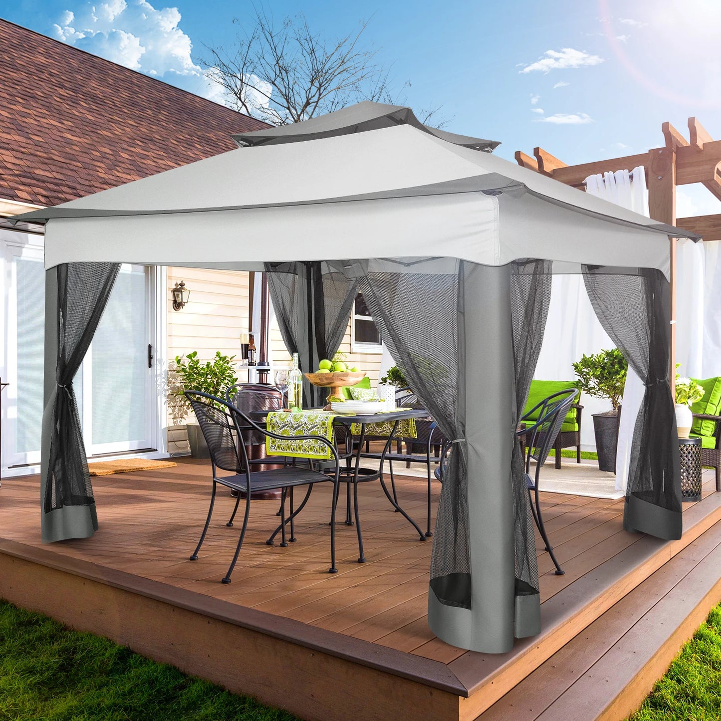 12x12 Pop Up Gazebo With Mosquito Netting Outdoor Carry Bag