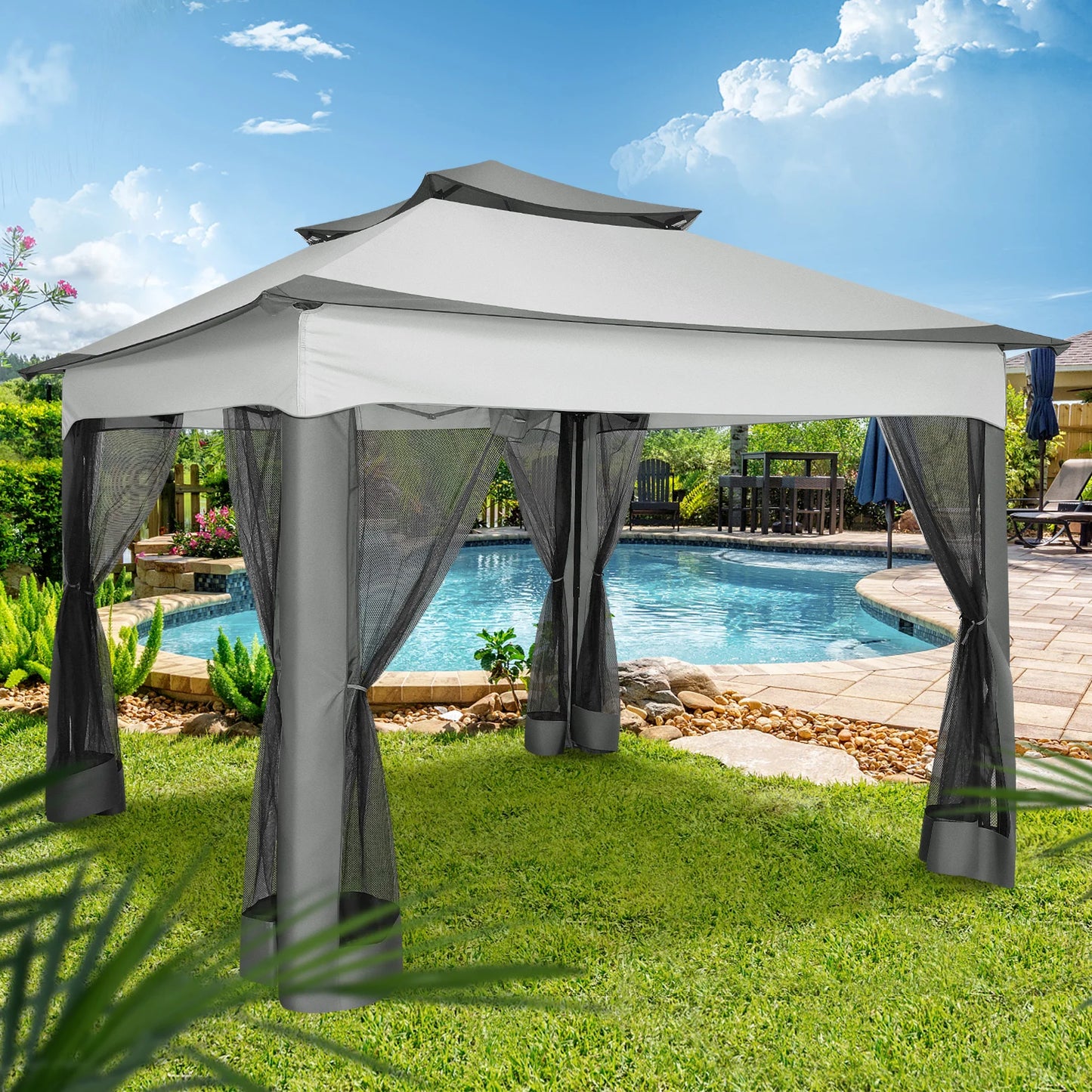 12x12 Pop Up Gazebo With Mosquito Netting Outdoor Carry Bag