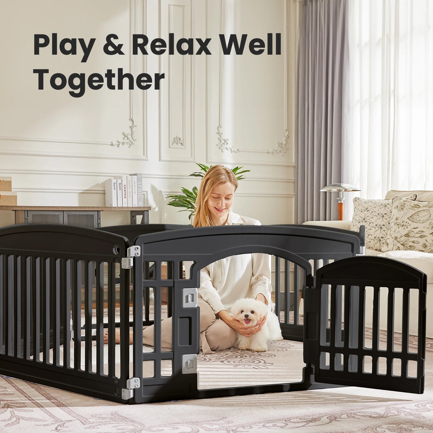 Six Panel Dog Playpen Safe And Secure Indoor Outdoor Fence