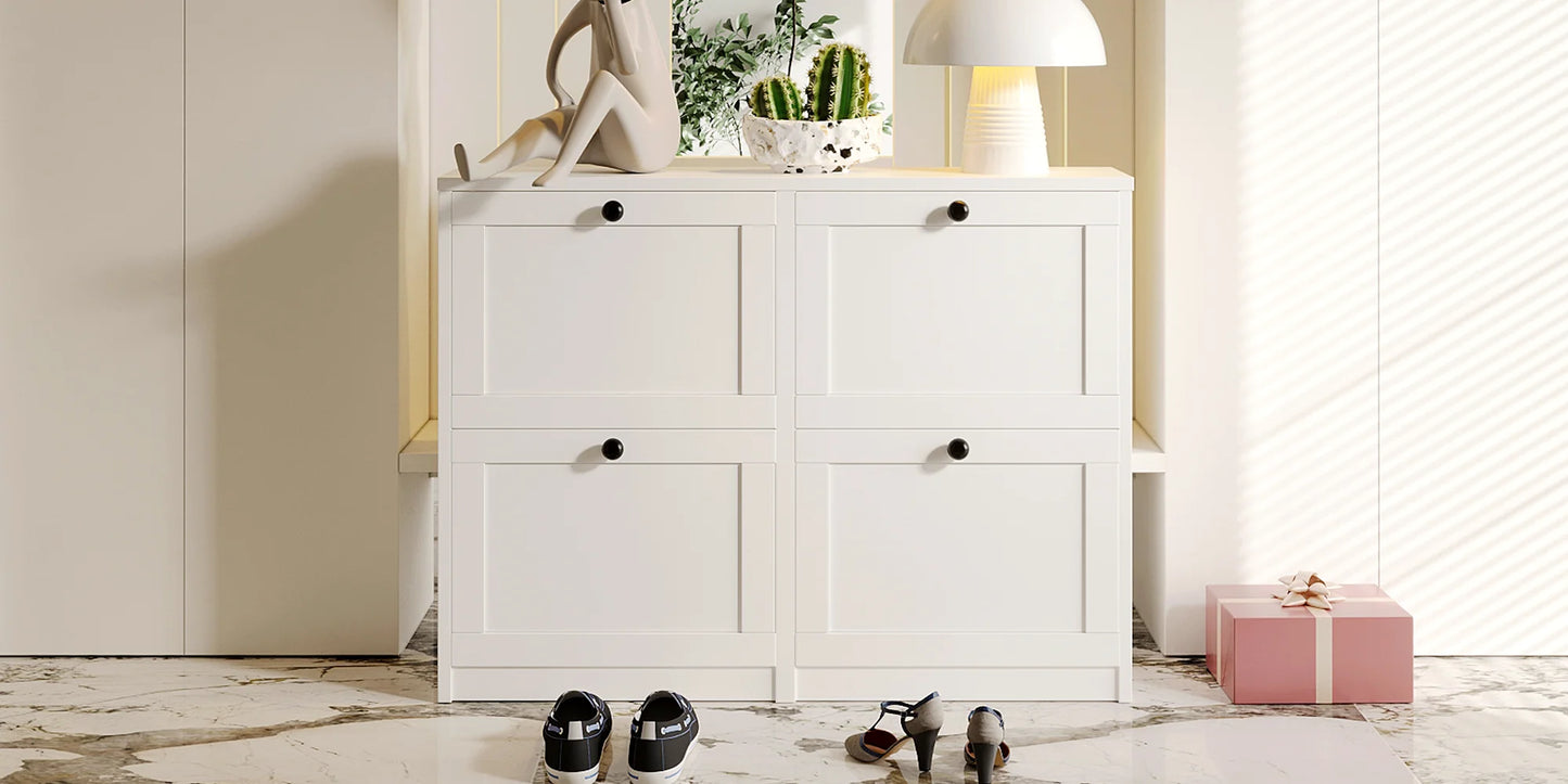 Shoe Cabinet Flip Drawers Freestanding Adjustable Shelf