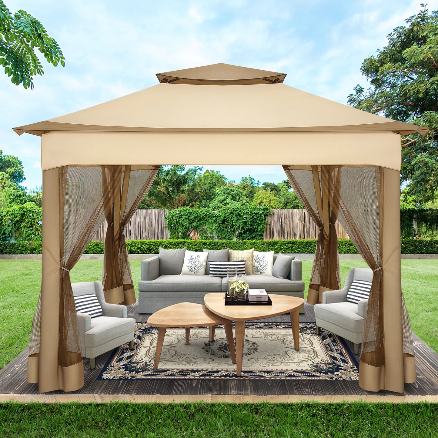 12x12 Pop Up Gazebo With Mosquito Netting Outdoor Carry Bag