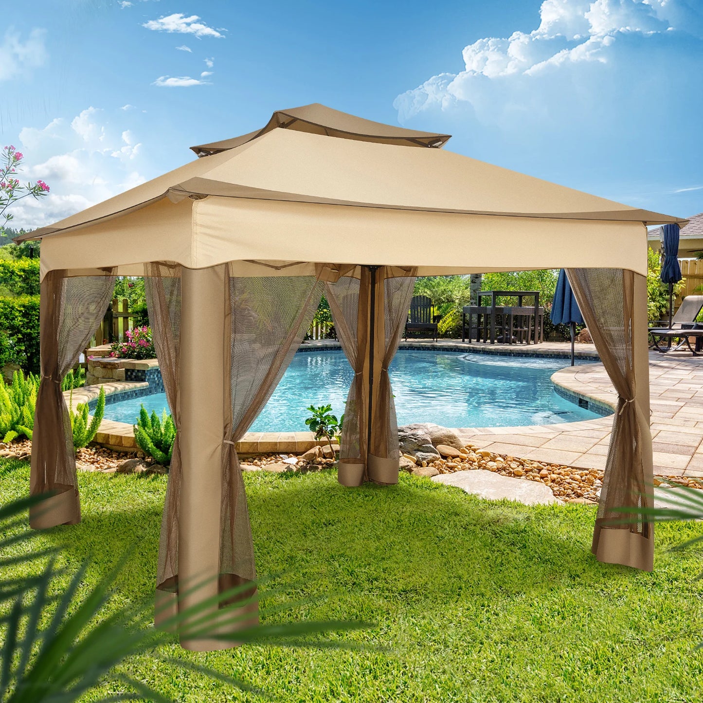 12x12 Pop Up Gazebo With Mosquito Netting Outdoor Carry Bag