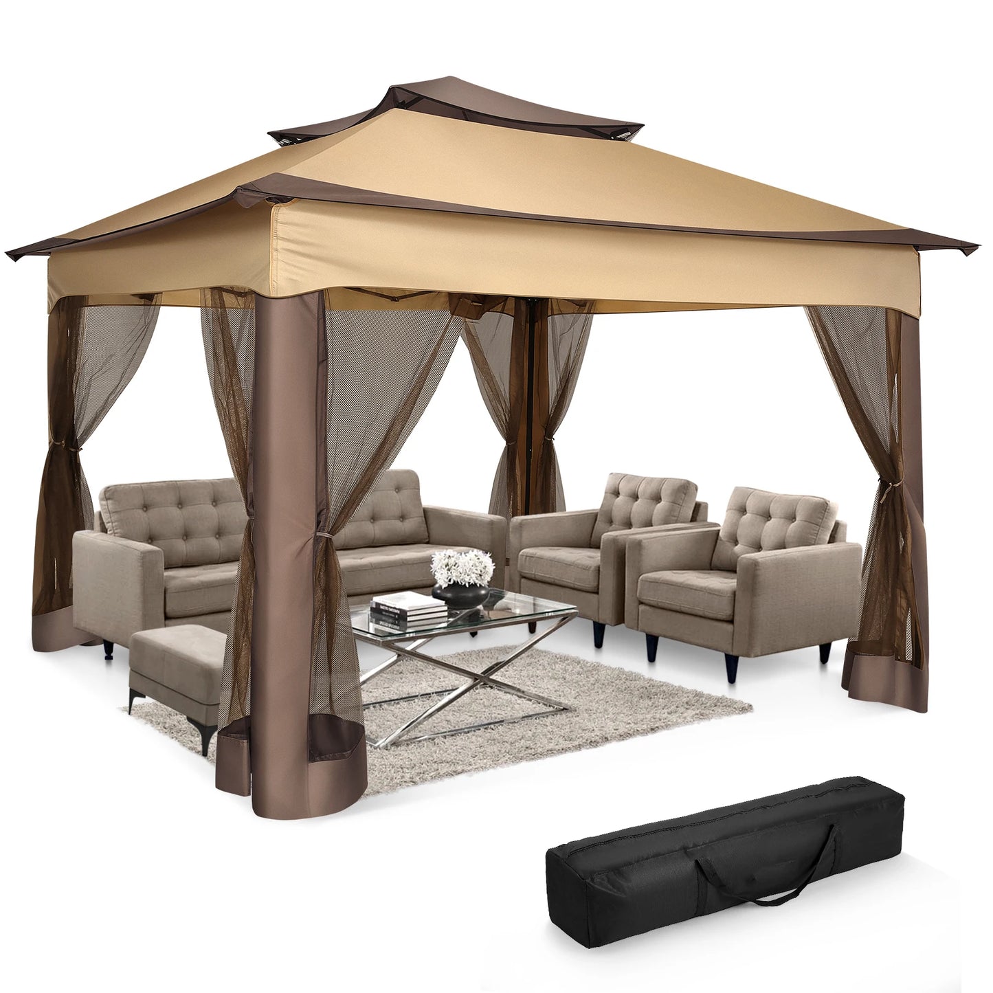 12x12 Pop Up Gazebo With Mosquito Netting Outdoor Carry Bag