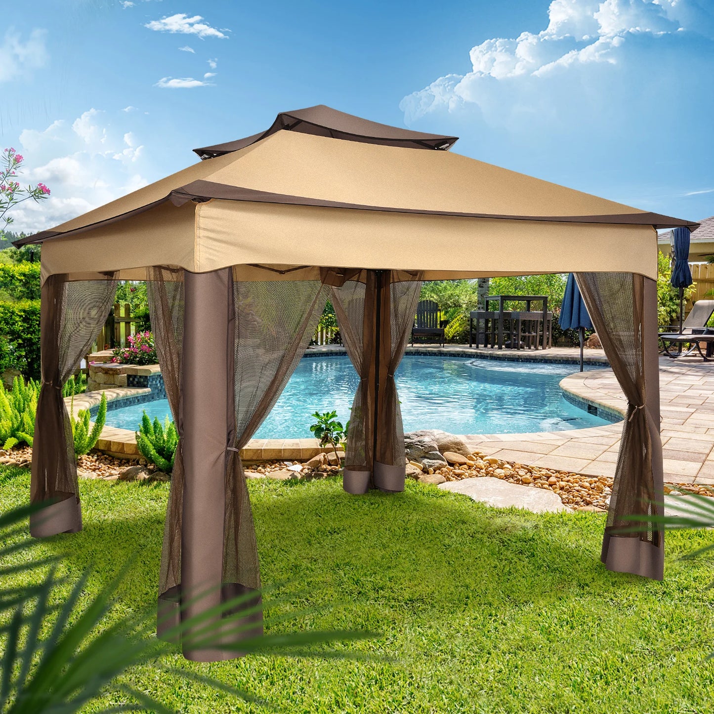 12x12 Pop Up Gazebo With Mosquito Netting Outdoor Carry Bag