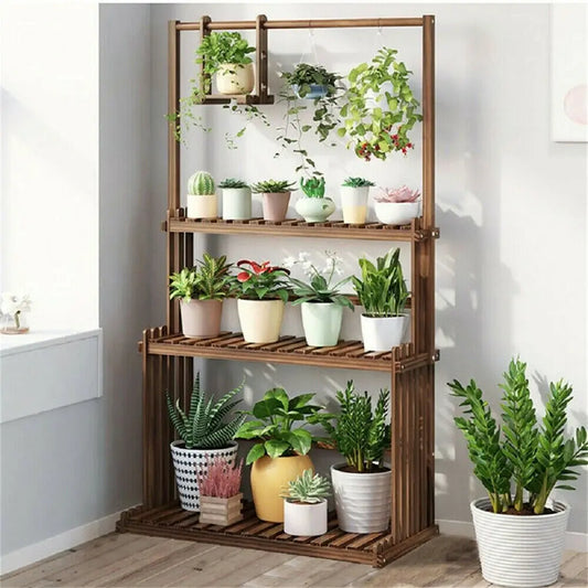 3 Tier Hanging Wood Plant Stand Planter Organizer Rack