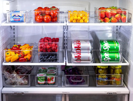 Refrigerator Organizer Bins - Stackable Plastic Pantry Baskets