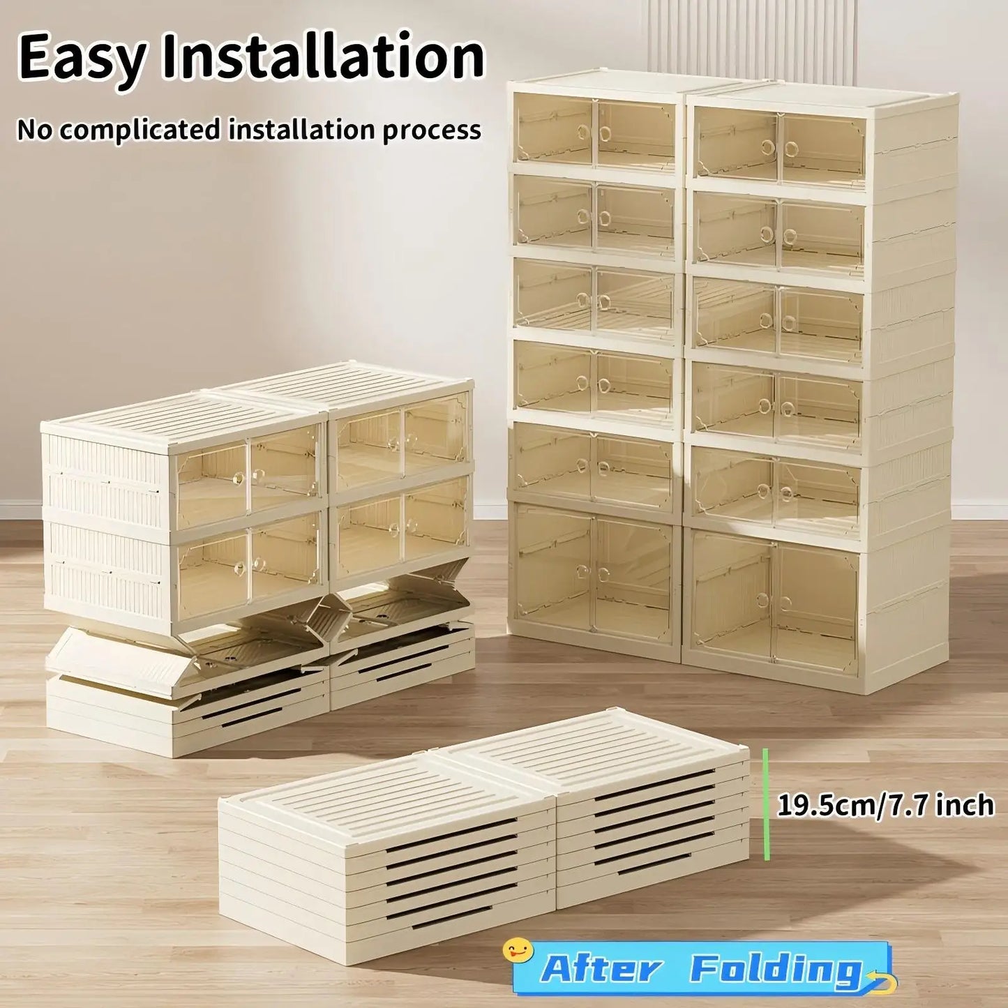 Widening Shoe Cabinet Transparent Heightening Shoes Box 12-grid
