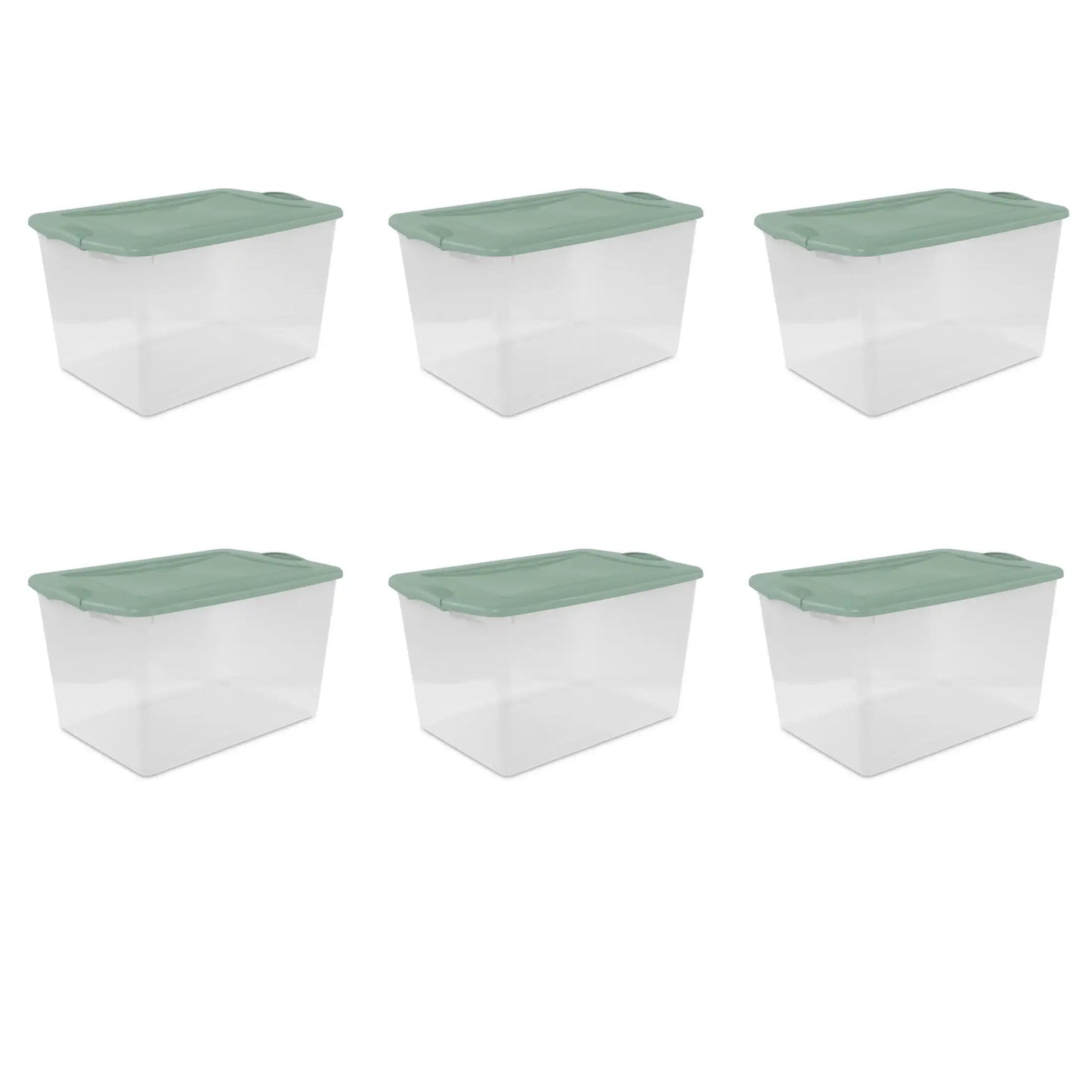 (4 pack) Sterilite Large Storage Bin, 66 Quart Clear Plastic Storage Container with Latch Lid, Blue