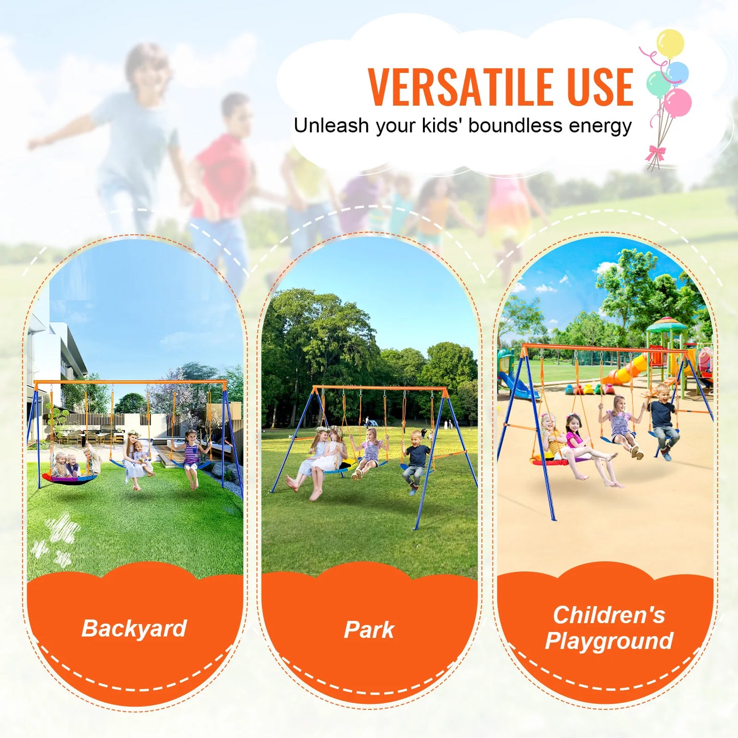VEVOR Swing Sets for Backyard 600lbs Capacity Swingset
