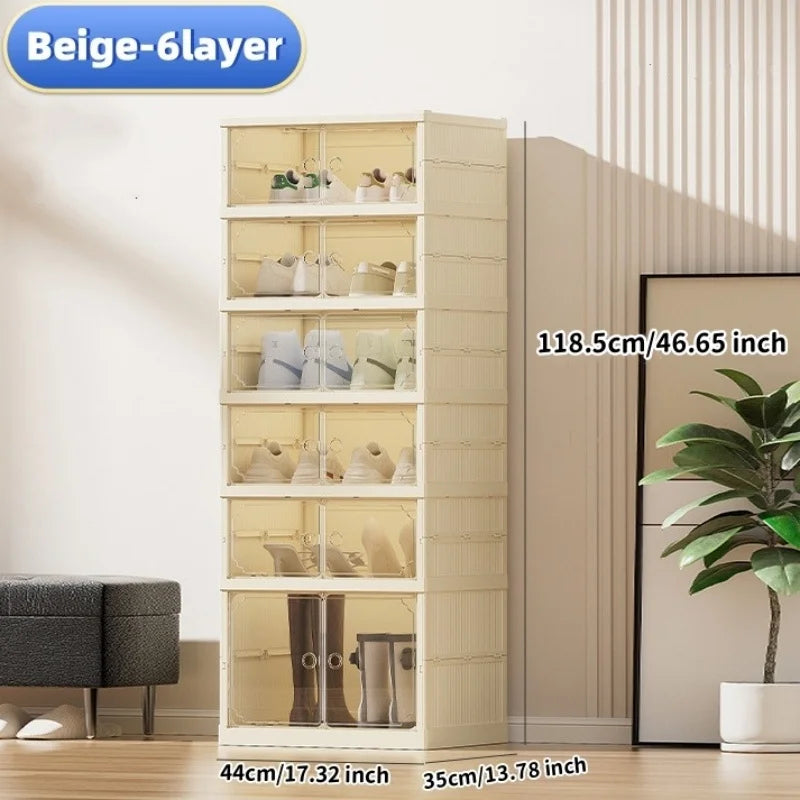Widening Shoe Cabinet Transparent Heightening Shoes Box 12-grid