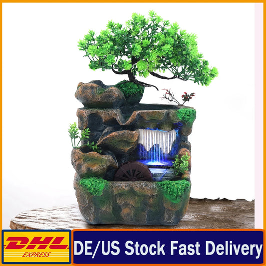 Indoor Room Fountain Waterfall Desktop Water Feature LED
