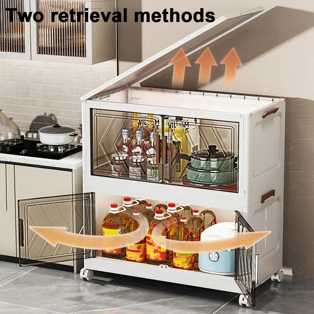 4 Tier Stackable Storage Bins With Doors And Wheels Office