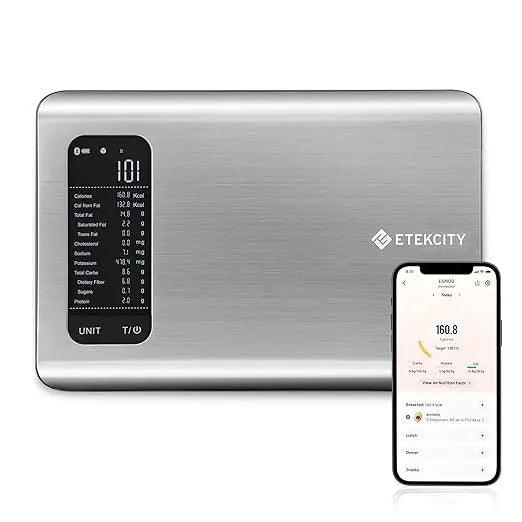 Etekcity Food Kitchen Scale Digital Grams and Ounces for Weight Loss With Smart Nutrition App 19 Facts Tracking Baking Cooking