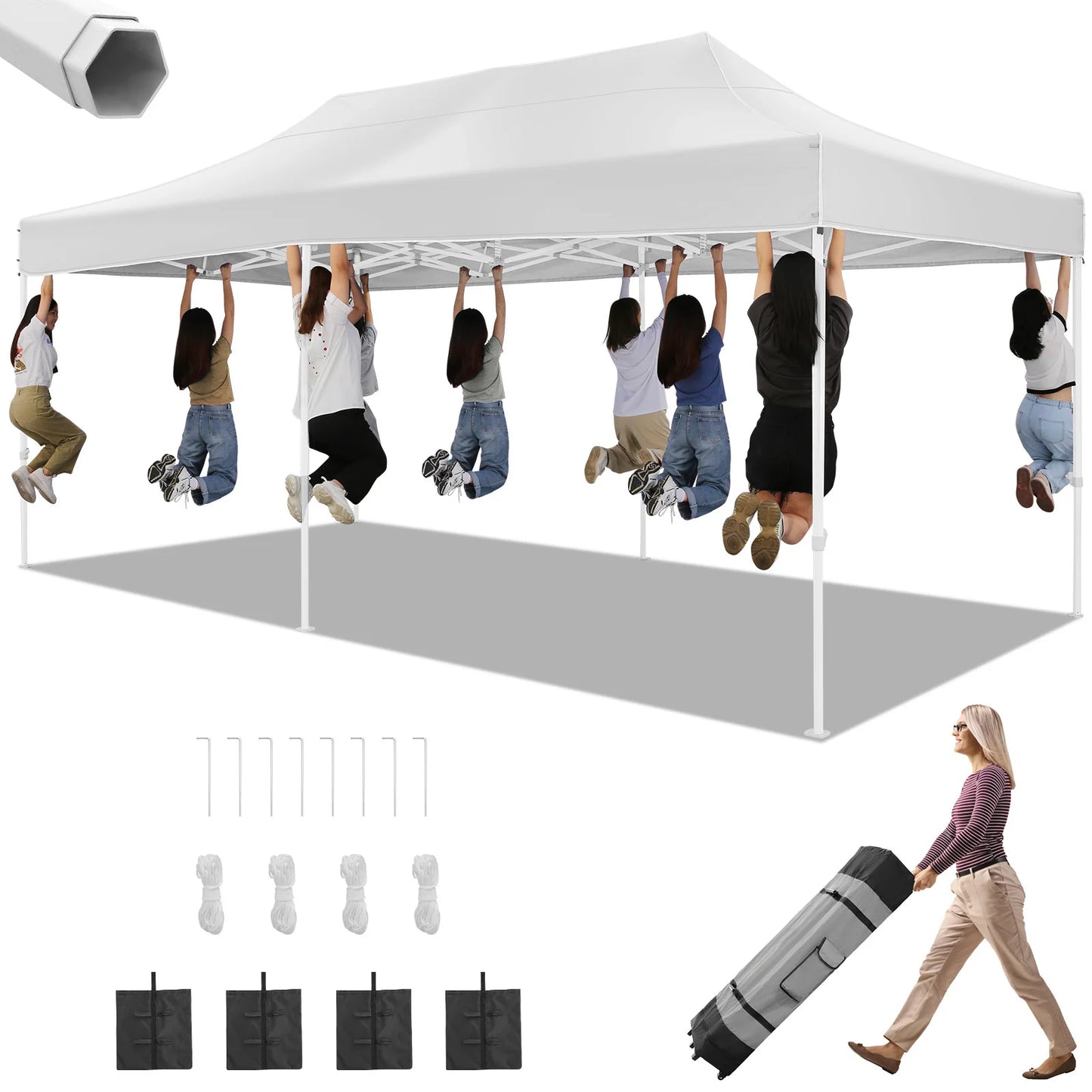 10x20 Pop Up Canopy Tent Waterproof With Roller Bag