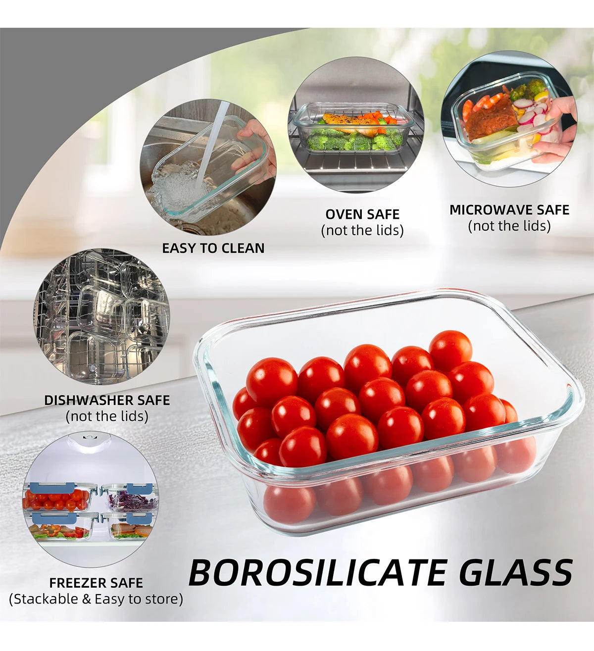 16 Piece Glass Food Storage Containers Leakproof Airtight