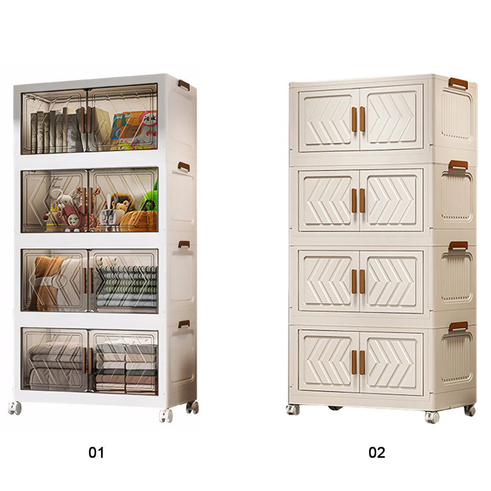 4 Tier Stackable Storage Bins With Doors And Wheels Office