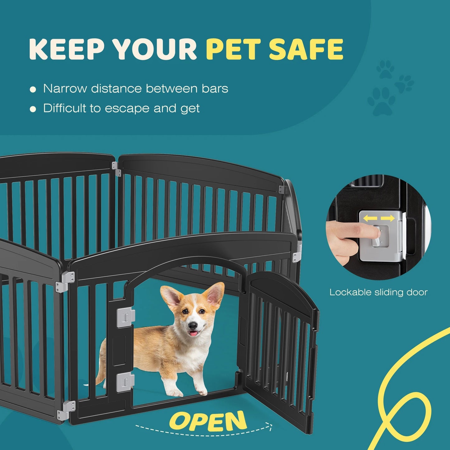 JHK Plastic Dog Playpen 6 Panel 24 Inch Expandable Fence