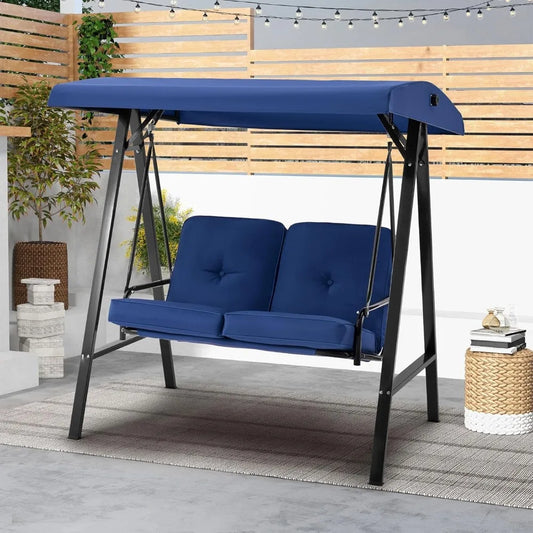 Outdoor Two Seat Patio Swing Chair With Adjustable Canopy