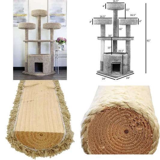 Luxurious Tan Maine Coon Cat Tree House Indoor Ready 130014