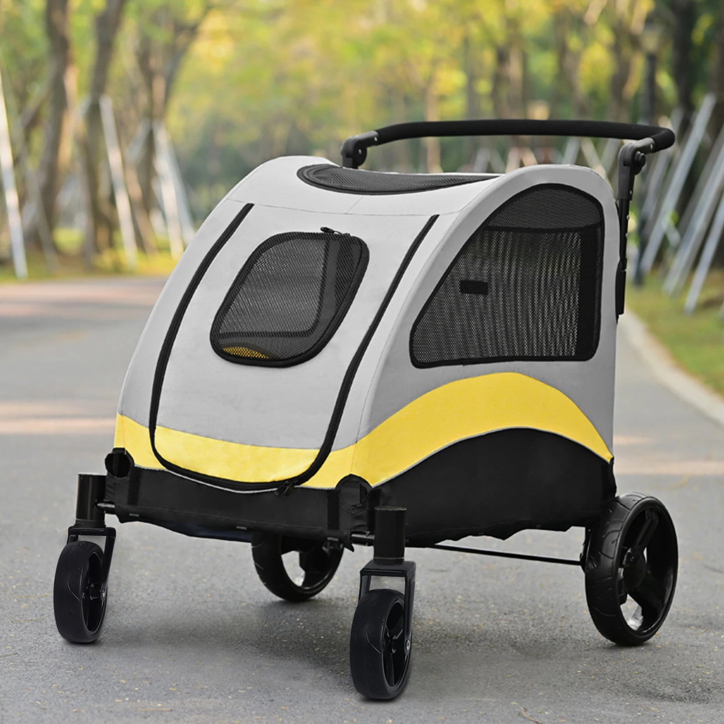 Foldable Four Wheel Dog Cat Stroller Portable Breathable
