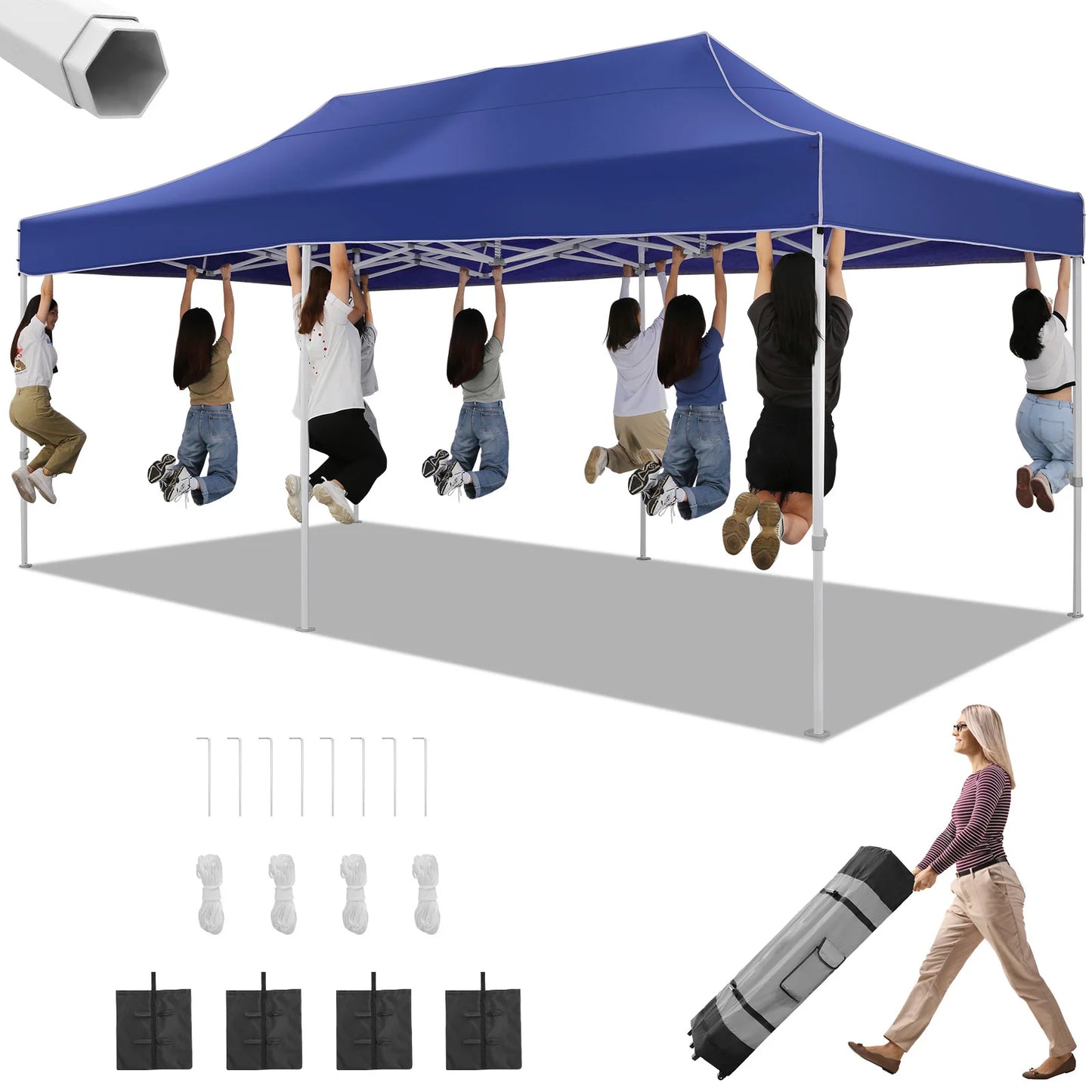 10x20 Pop Up Canopy Tent Waterproof With Roller Bag