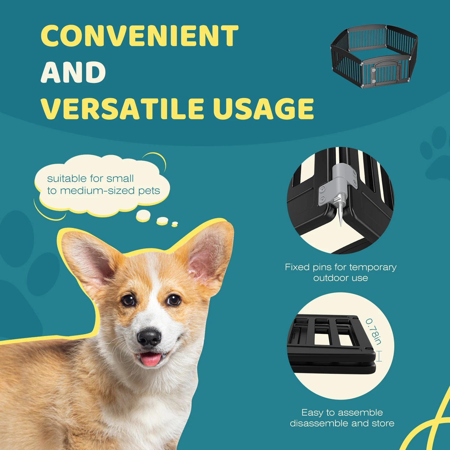 JHK Plastic Dog Playpen 6 Panel 24 Inch Expandable Fence
