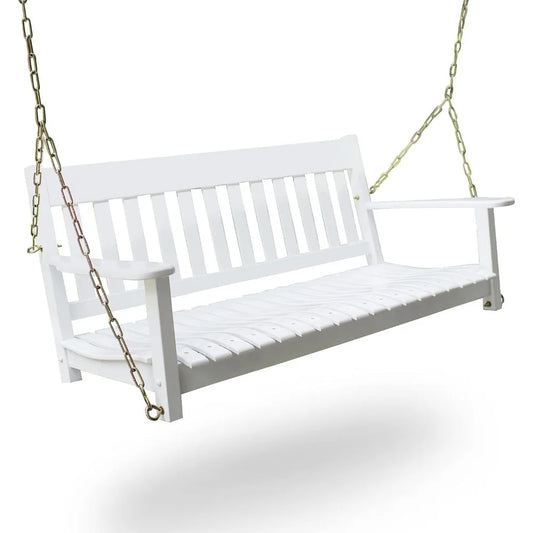 Wood Porch Swing White Outdoor Weather Resistant Bench