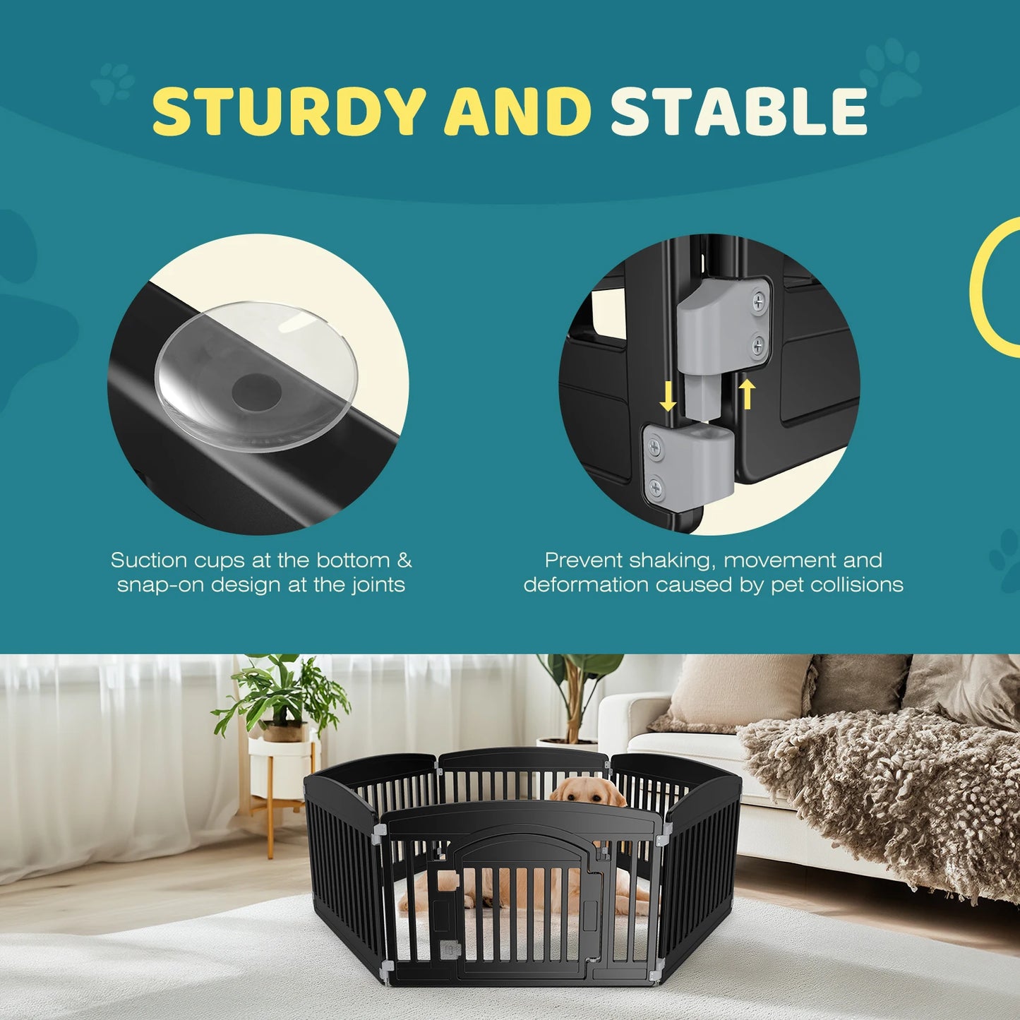 JHK Plastic Dog Playpen 6 Panel 24 Inch Expandable Fence