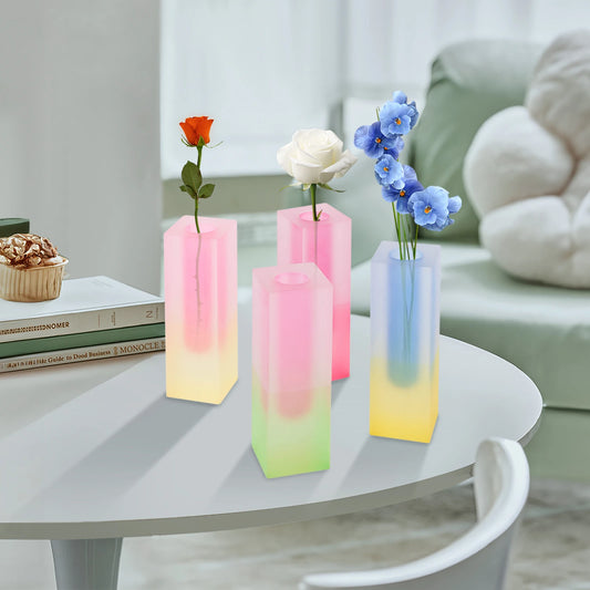 4 Pieces Gradation Flower Vase Different Colors Acrylic Vase