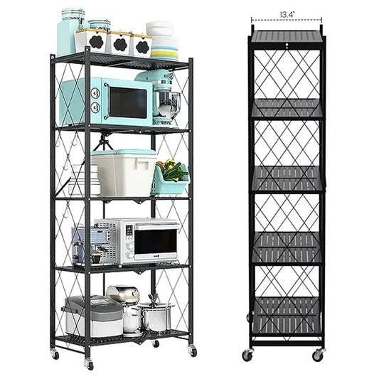 5 Tier Storage Shelving Unit With Wheels Heavy Duty Metal Shelf Organizer Pantry