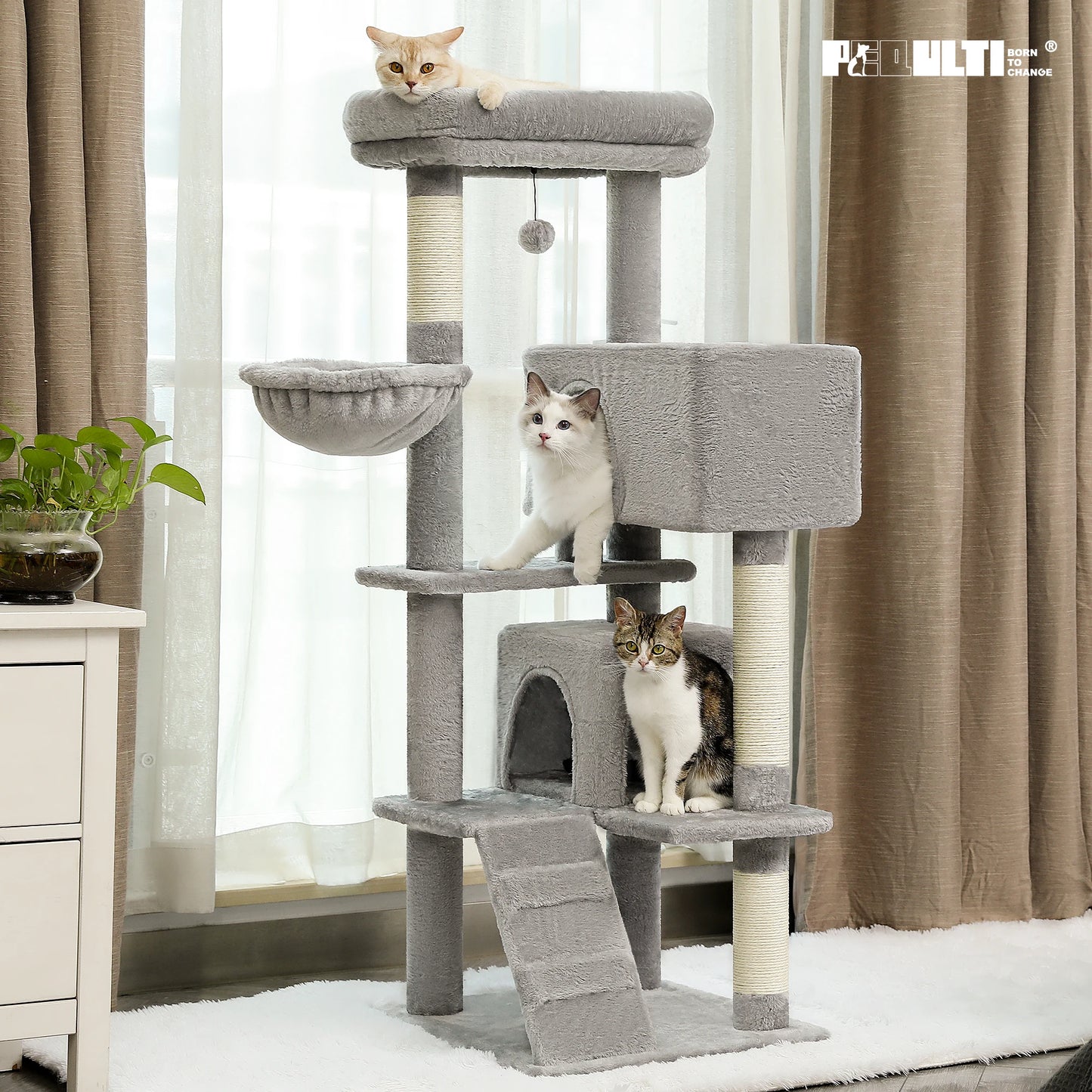 Luxury Cat Tree Multi Level Tower With Condo And Perches